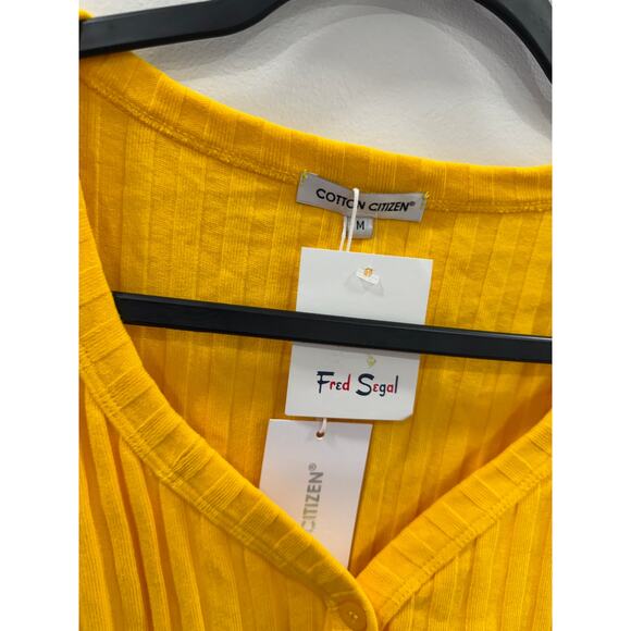 New Cotton Citizen Ribbed Capri Cropped Cardigan Yellow Women's Sz Medium - Picture 6 of 7